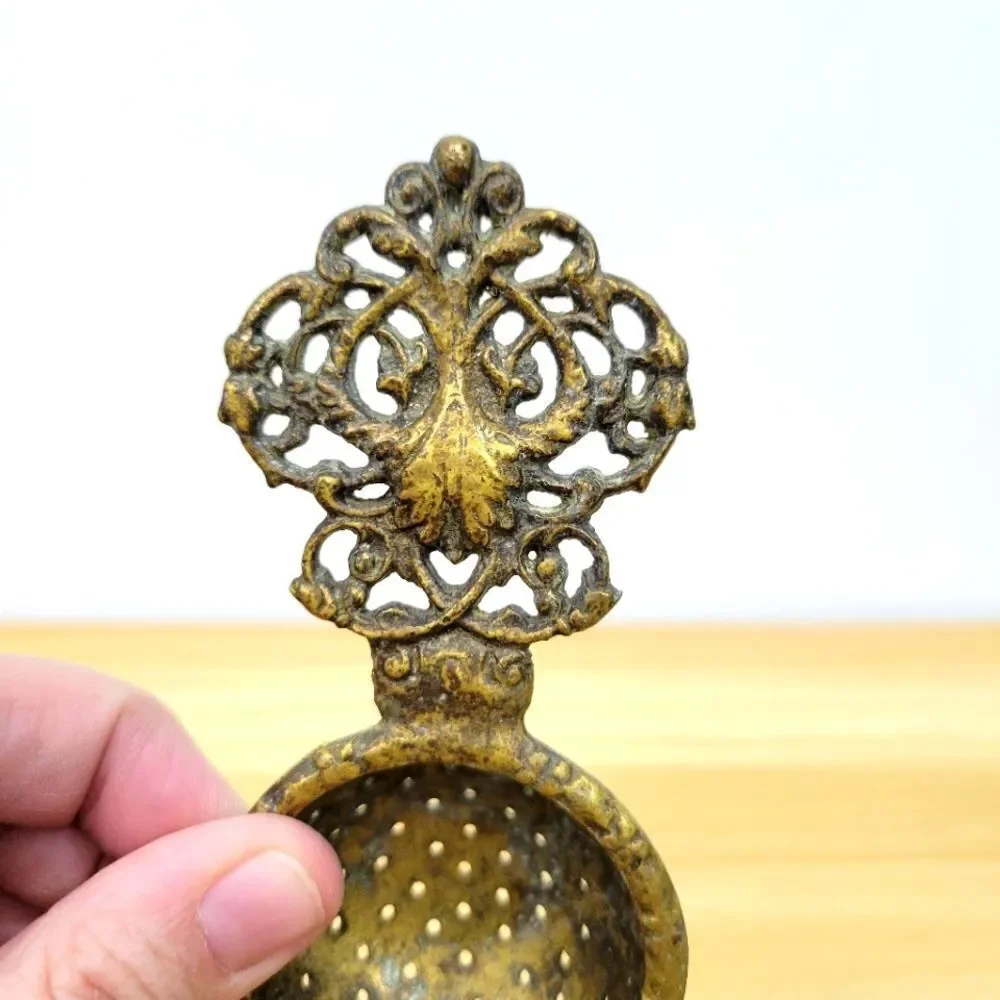 Vintage Brass Tea Strainer Ornate Handle Loose Leaf Infuser – Made in India